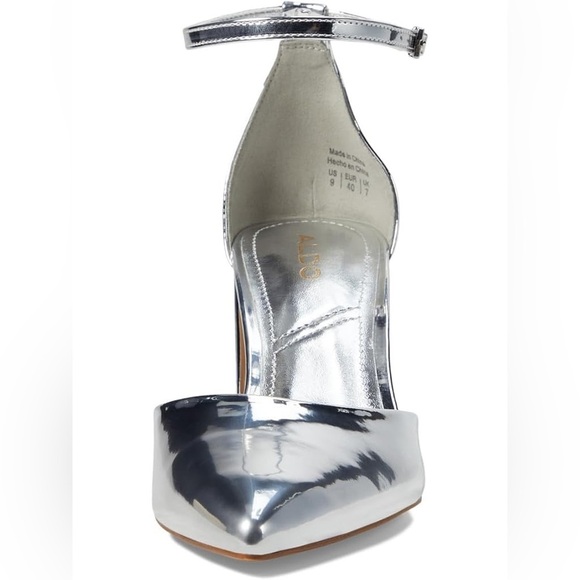 Jessica Simpson Silver Metallic Stiletto Heels Ankle Strap - Picture 3 of 7